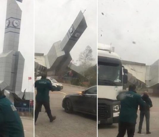 Разрушительный ураган 130 км/ч накрыл Стамбул, Турция! Переворачиваются машины и рекламные вывески!